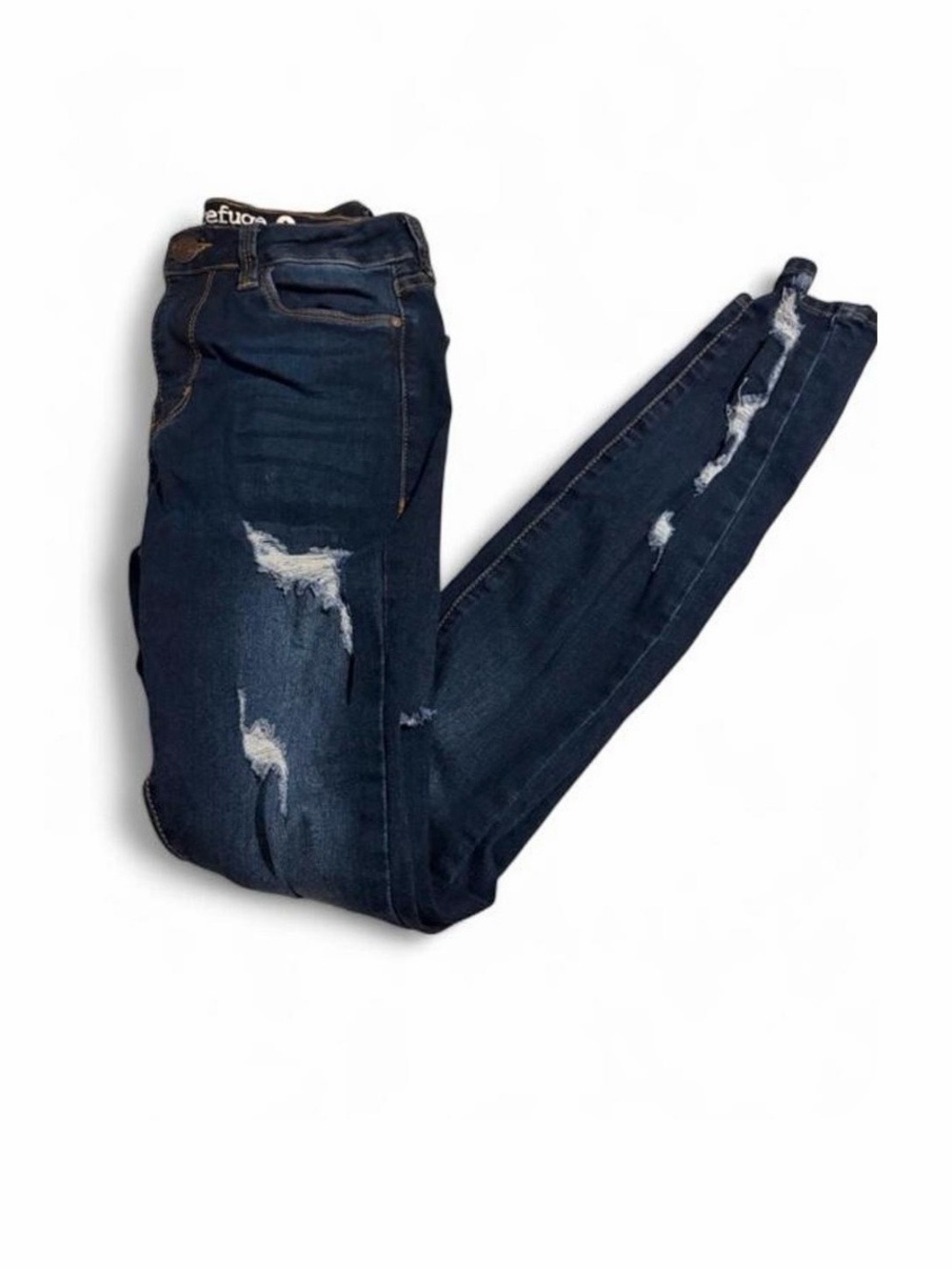 Refuge Dark Indigo Distressed Skinny Jeans + FREE Squishy Cube
